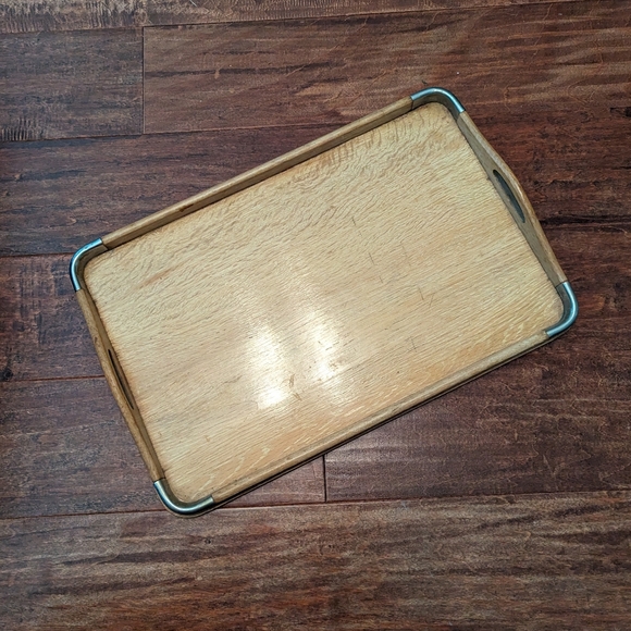 💘HOST PICK💘 VTG 50's MCM 4P Wooden W Metal Nesting Serving Trays - Picture 10 of 16
